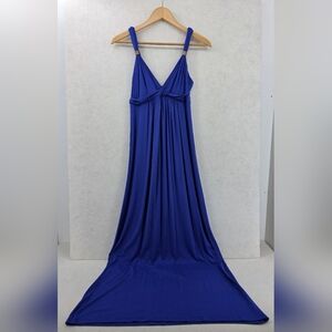 Vintage New York & Company Stretch Royal Blue Maxi Dress Comfy Flowy Cotton